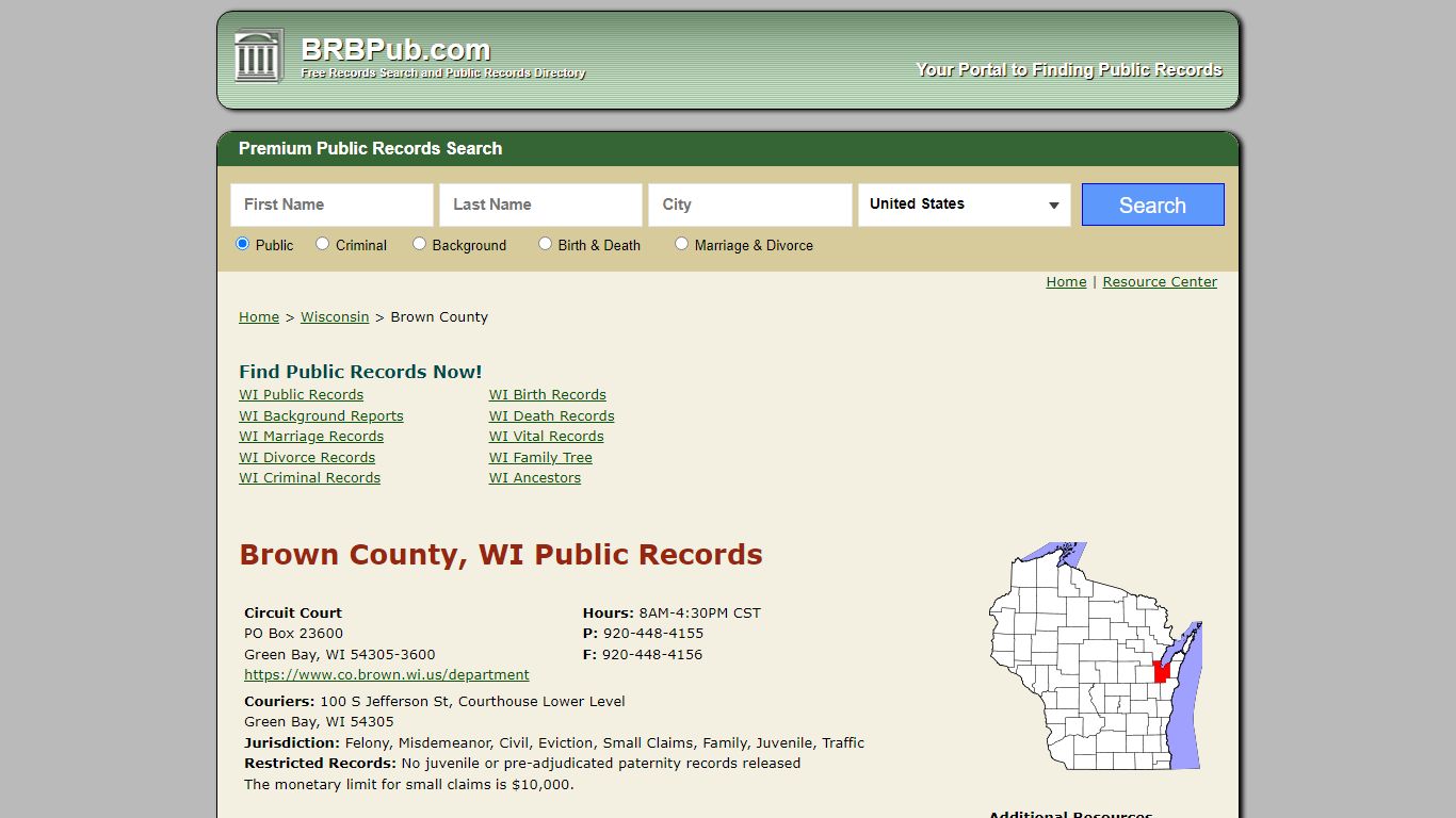 Brown County Public Records | Search Wisconsin Government Databases